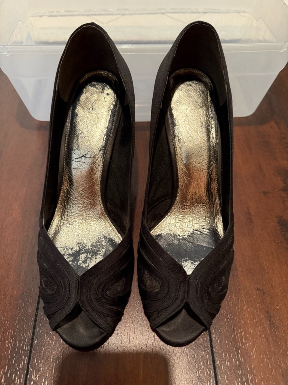 Black Women's Peep-Toe Heels - Stylish Evening Pumps